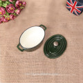 mini oval cast iron cookware in green colour